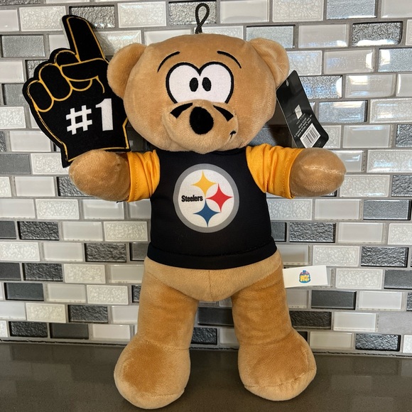 Pittsburgh Steelers NFL Football Bear Plush #1 Finger T-Shirt / 14” / BRAND NEW - Picture 2 of 16